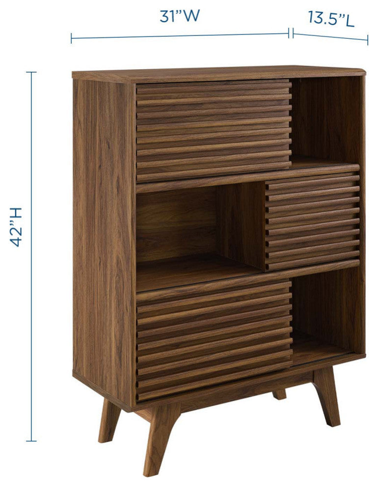 Render Three-Tier Display Storage Cabinet Stand, Walnut