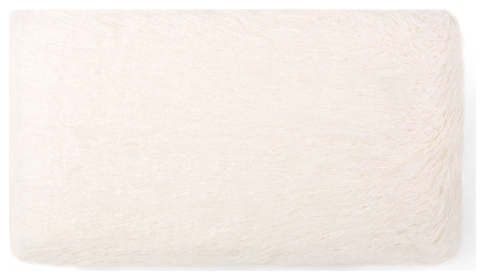 Louise Faux Fur Bench With Hairpin Legs, White, Black Finish
