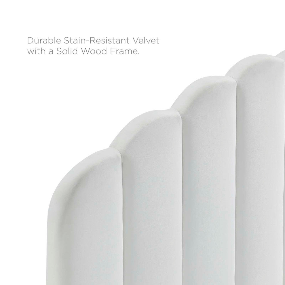 Headboard, Twin Size, Velvet, Dark Gray, Modern Contemporary, Bedroom, White