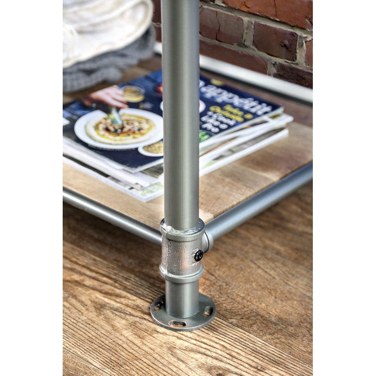 Industrial Bookcase, Pipe Metal Frame With Natural Wooden Shelves, Sand Black