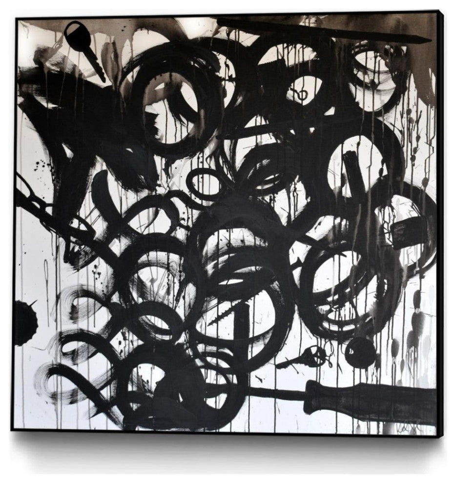 "Junk Drawer" Framed Canvas by Giant Art 20"x20"