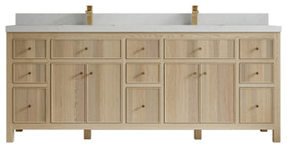 Sonoma Oak 84 Double Sink Bath Vanity with 2" Carrara Quartz