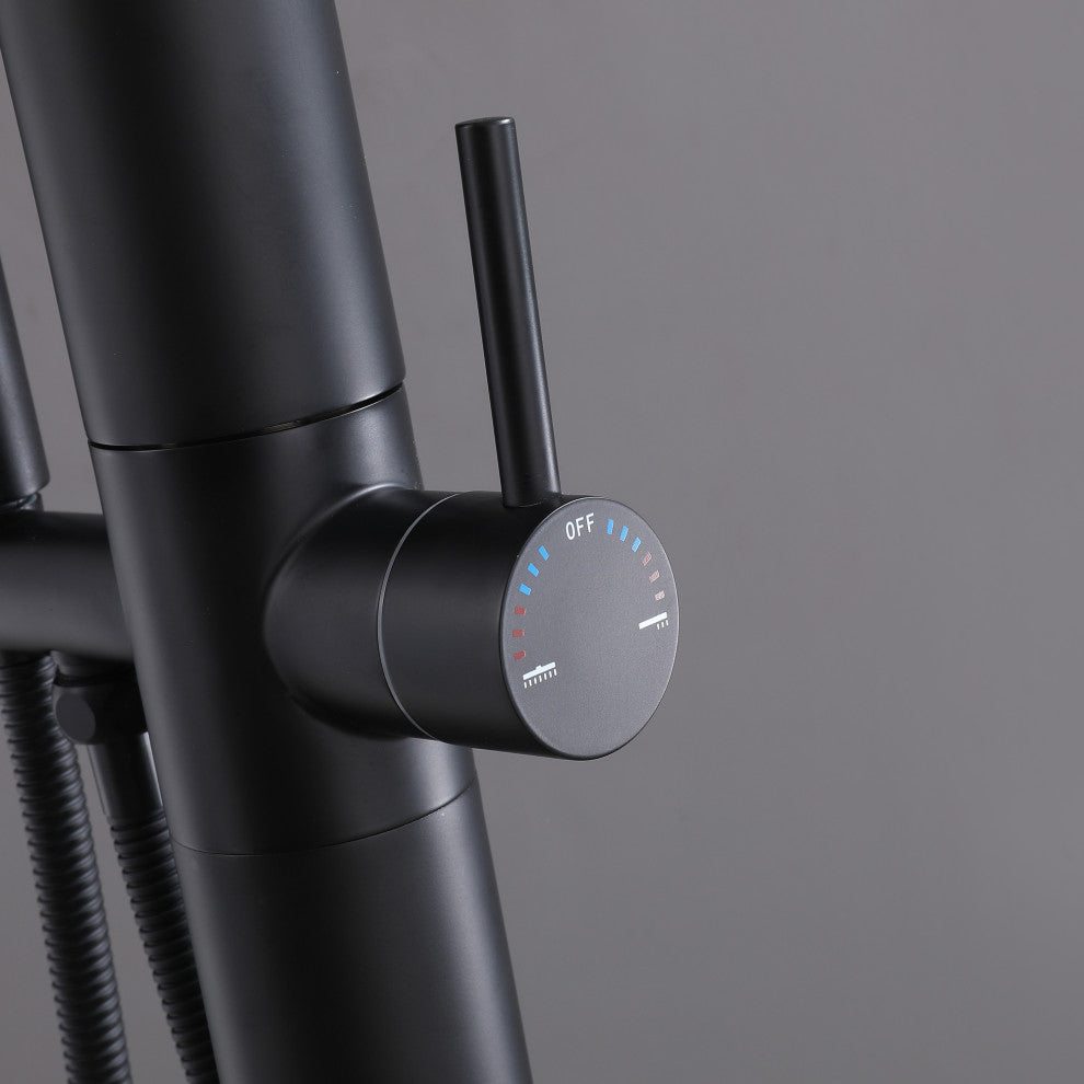 Free Standing Outdoor Shower with Handheld Shower, Matte Black