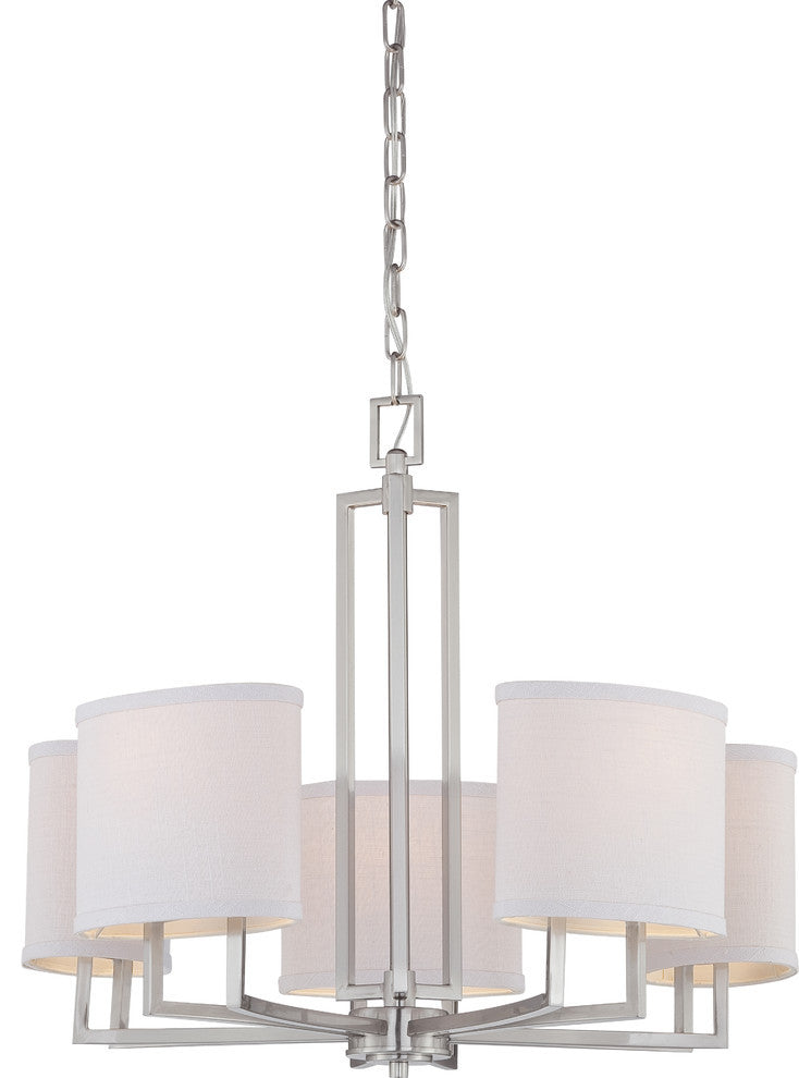 Gemini 5 Light - Chandelier With Slate Gray Fabric Shades
