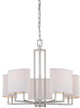 Gemini 5 Light - Chandelier With Slate Gray Fabric Shades