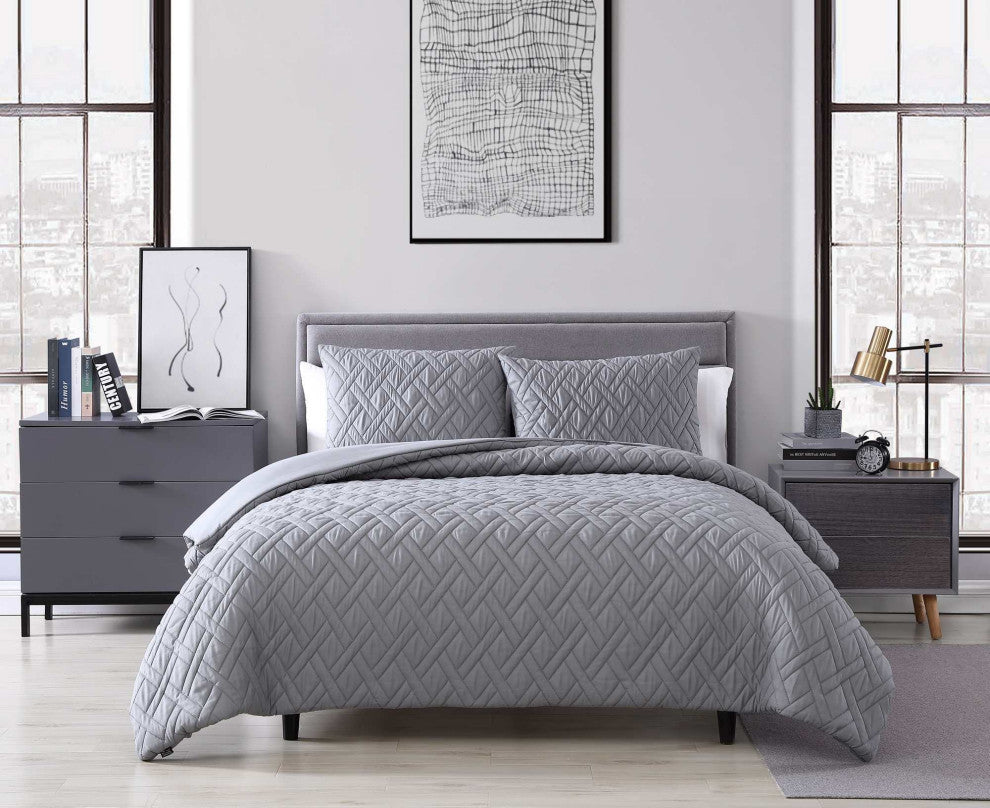 The Nesting Company Larch 3 Piece Comforter Set - King - Gray