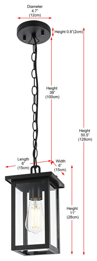 Home Living 6" Outdoor Pendant, Black
