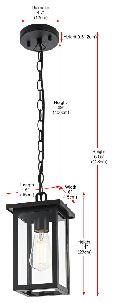 Home Living 6" Outdoor Pendant, Black