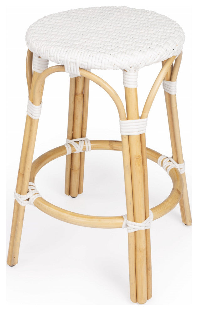 White Rattan Counter Stool