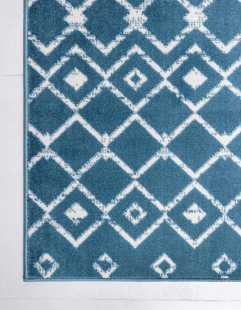 Rug Unique Loom Moroccan Trellis Dark Blue Rectangular 7' 0 x 10' 0