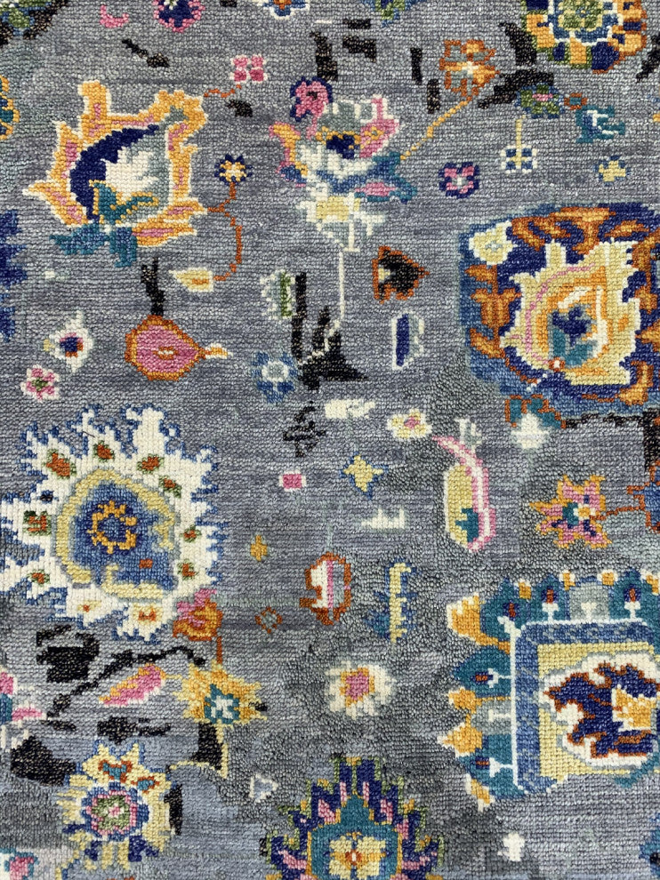 Hand-Knotted Wool Gray Transitional Modern Heriz Serapi Rug, 10' X14'