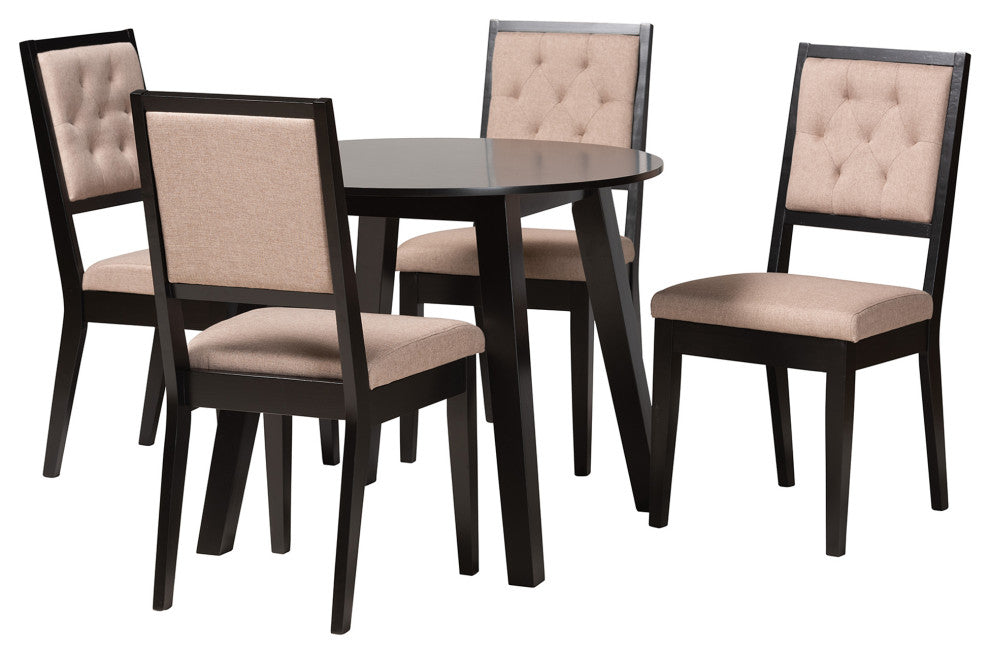 Rut Beige Fabric 5-Piece Dining Set
