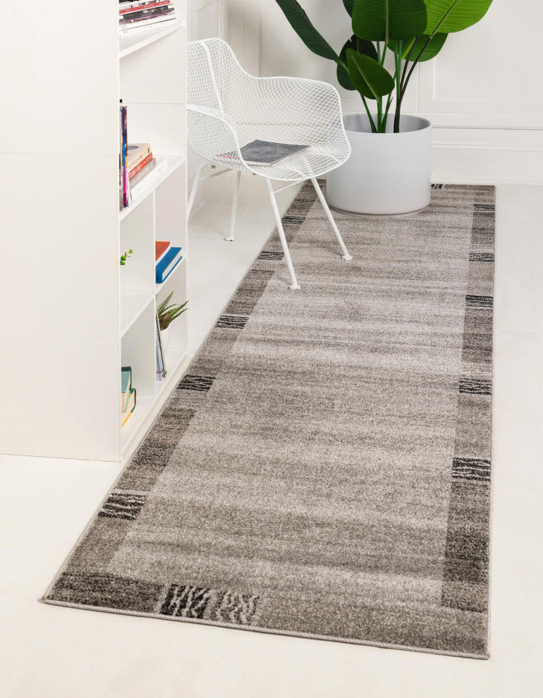 Rug Unique Loom Del Mar Light Gray Runner 2' 7 x 10' 0