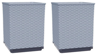 vidaXL Planters Flower Boxes with Rattan Look Plant Boxes 2 Pcs Light Gray