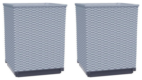 vidaXL Planters Flower Boxes with Rattan Look Plant Boxes 2 Pcs Light Gray