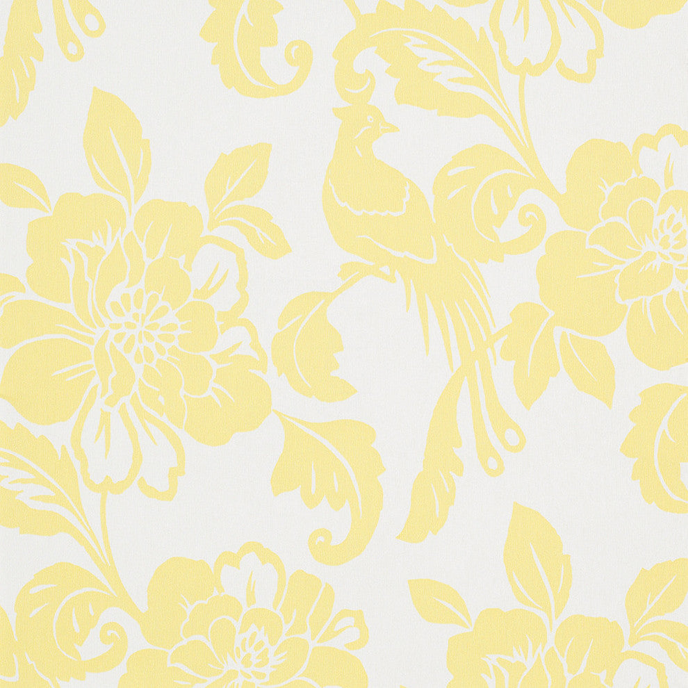 Spring Garden Wallpaper, White and Yellow