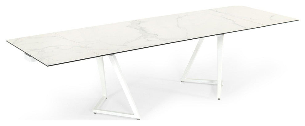Modrest Farrell - Modern White Ceramic Extendable Dining Table