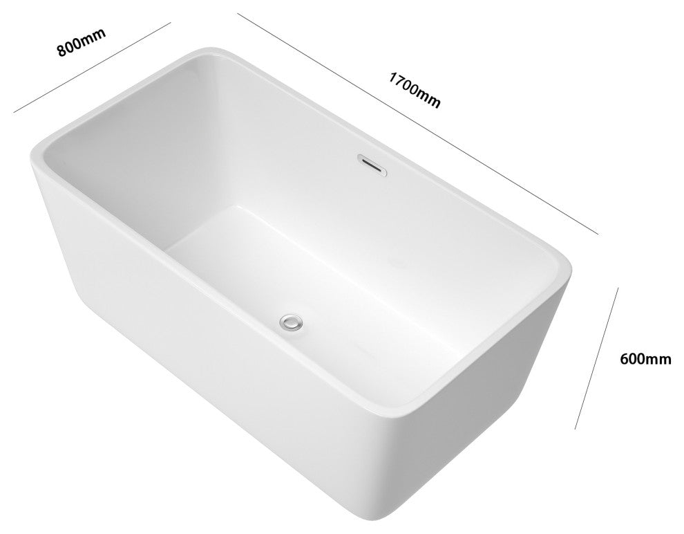 67 in. Acrylic Rectangular Flatbottom Freestanding Soaking Bathtub in White