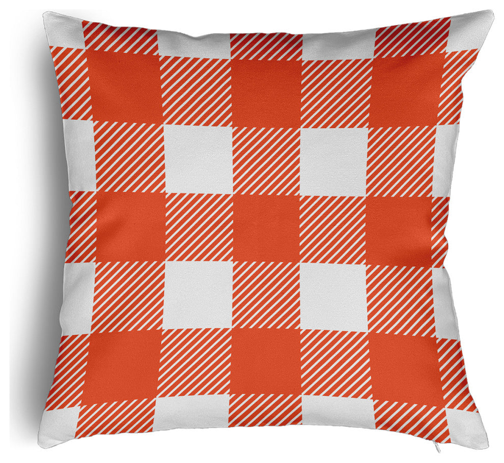 Buffalo Plaid Accent Pillow With Removable Insert, Harvest Orange, 16"x16"