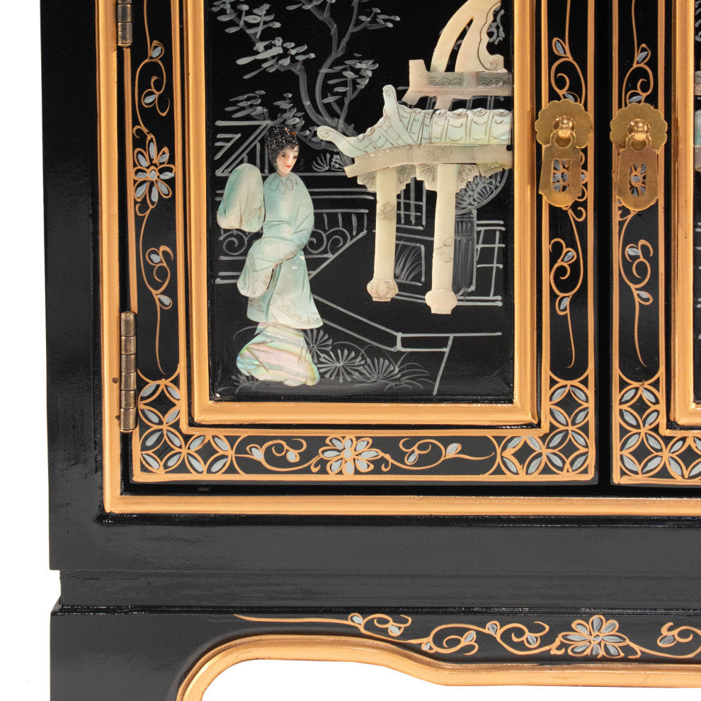 Black Lacquer End Table Royal Ladies