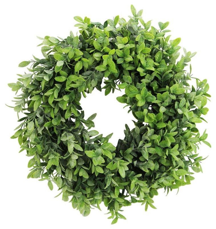 Admired By Nature Artificial Frosted English Boxwood Wreath, 18"