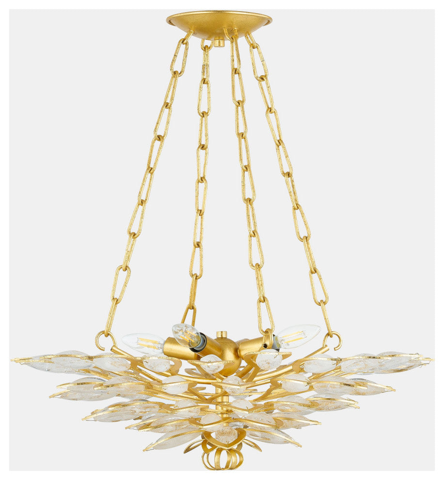 Vittoria 24" Wide 4-Light Gold Leaf Chandelier