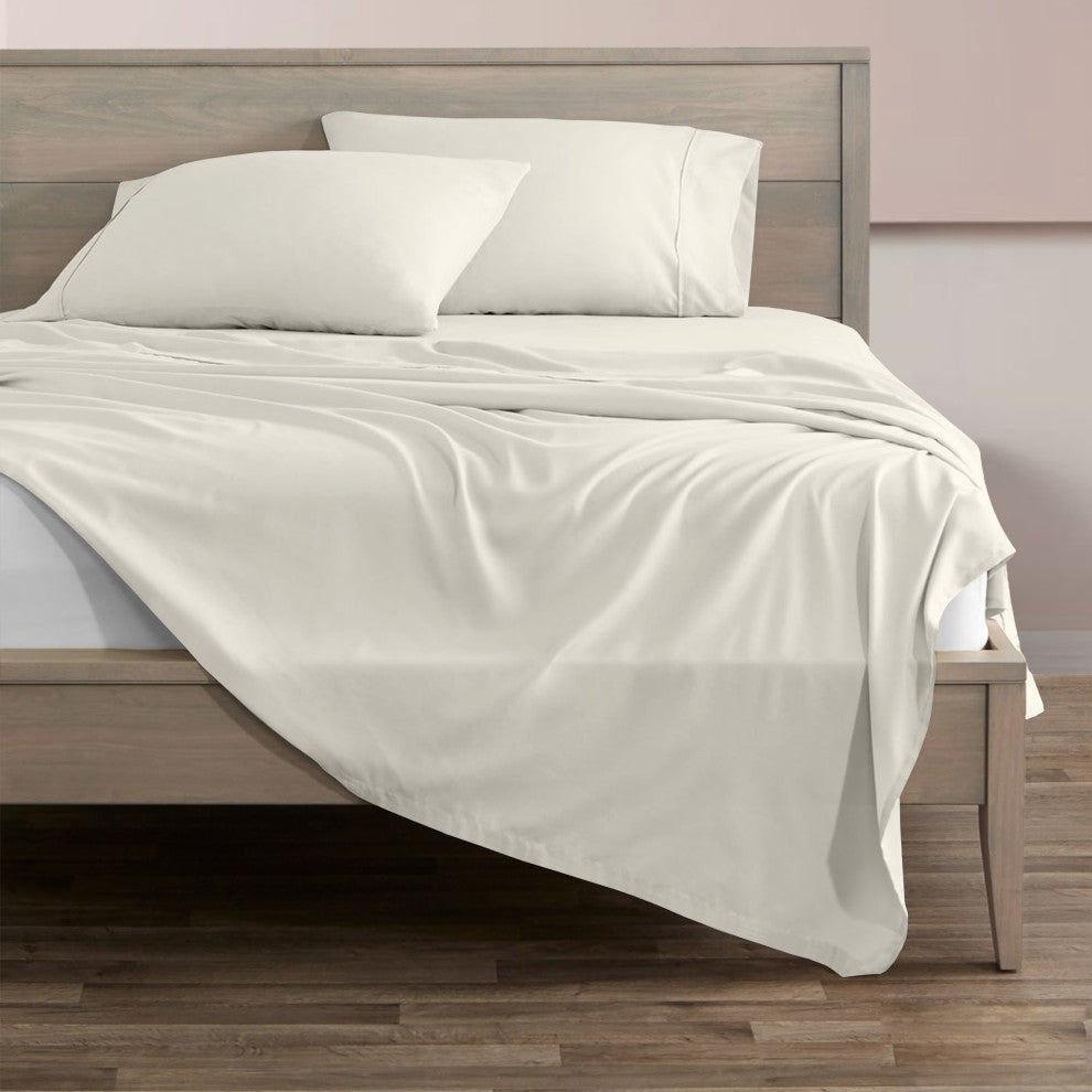 Organic Cotton Flat Sheet, Ivory, Twin, 74"x105"