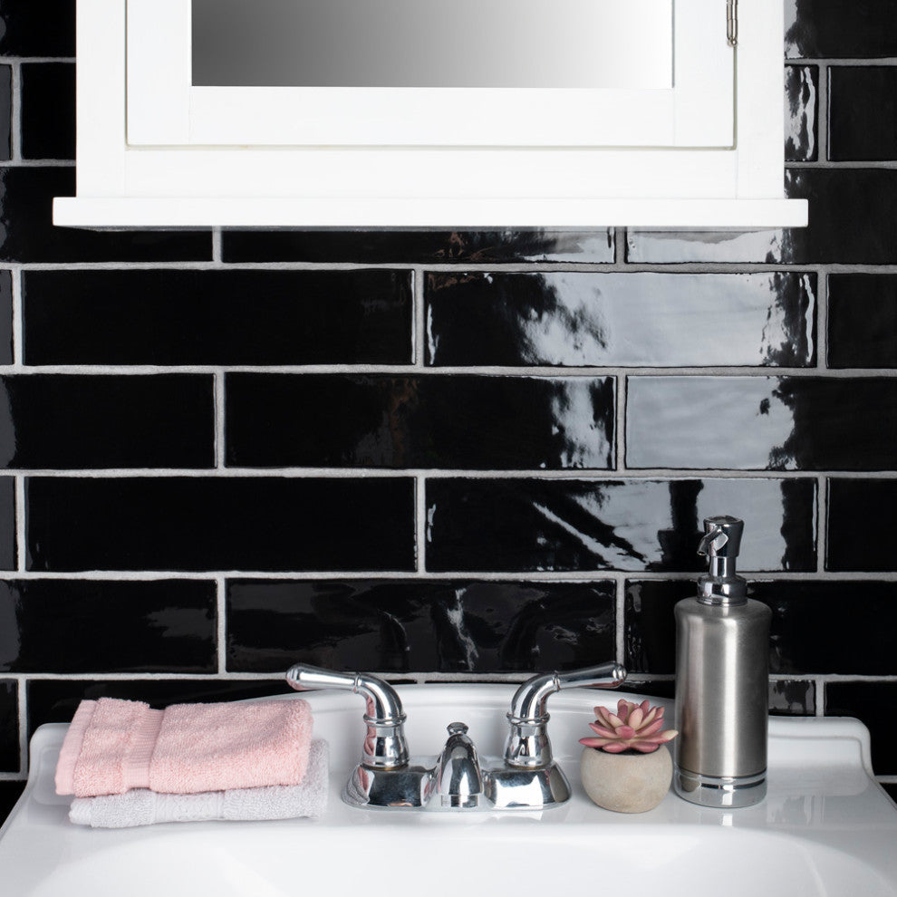 Chester Ceramic Wall Tile, Nero