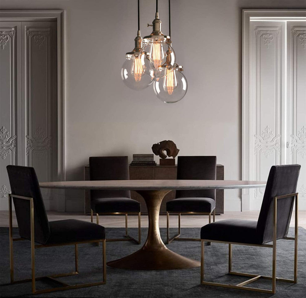 3 Light Ceiling Light Chandelier Globe Glass Pendant Lighting