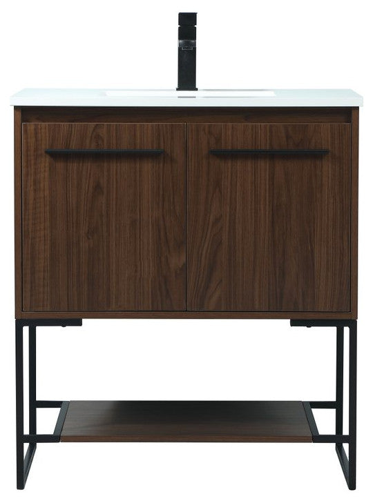 Sue 30" Single Bathroom Vanity, Walnut