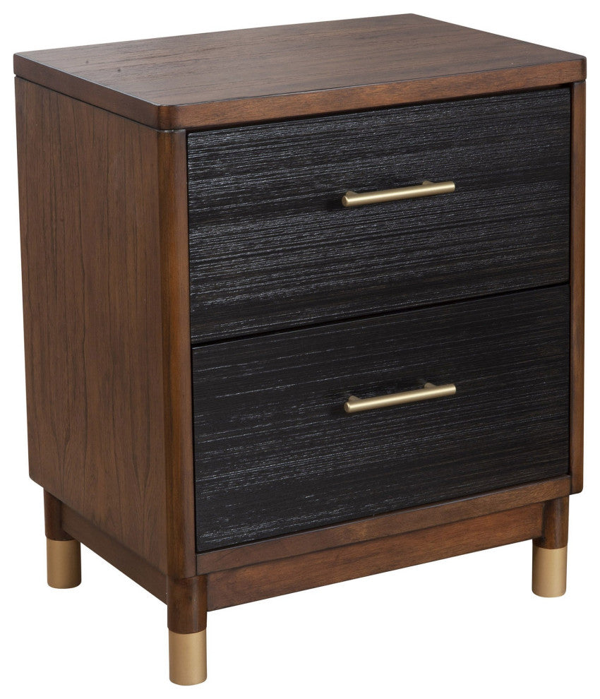 Dark Walnut and Black Mod Drawer Nightstand
