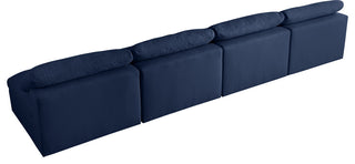 Serene Linen Textured Fabric Deluxe Comfort 4-Piece Modular Sofa, Navy