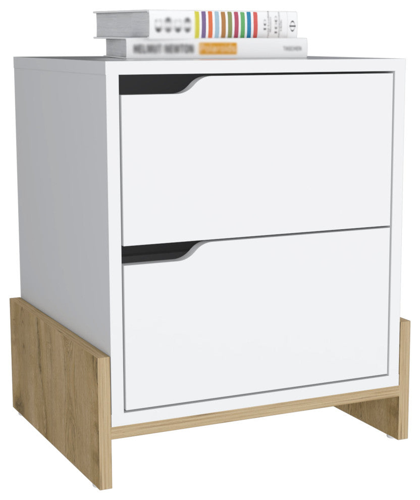 DEPOT E-SHOP Haines Nightstand with 2 Drawers and Legs