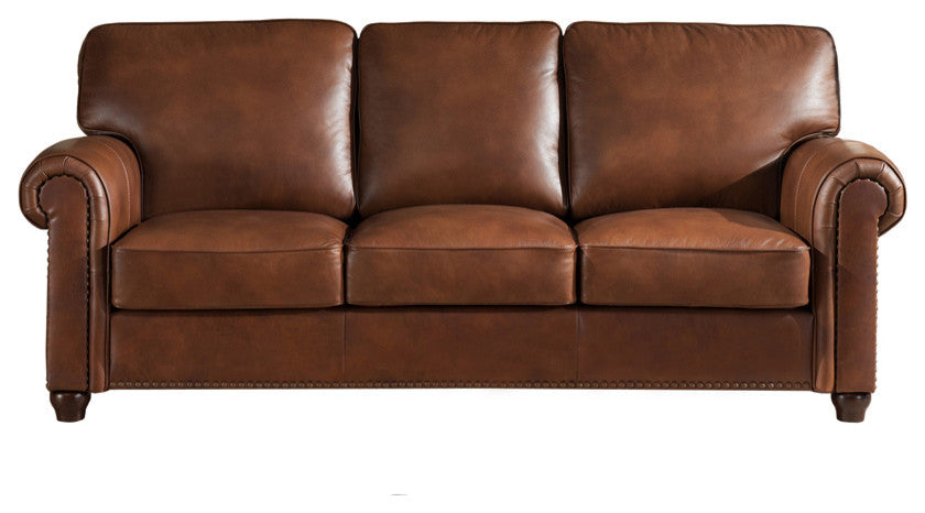 Barbara Leather Craft Sofa, Brown