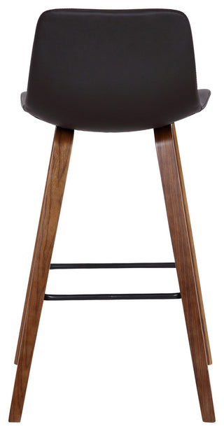 Mckenna Barstool, Walnut Wood Finish and Brown Faux Leather