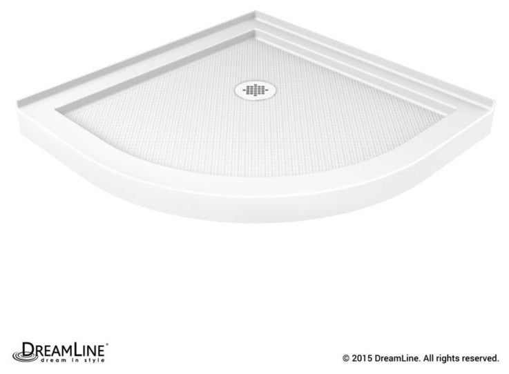 DreamLine Frameless Sliding Shower Enclosure and Quarter Round Base, White