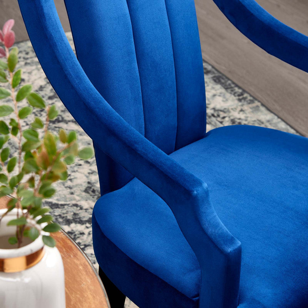 Virtue Performance Velvet Dining Chairs, Set of 2, Navy