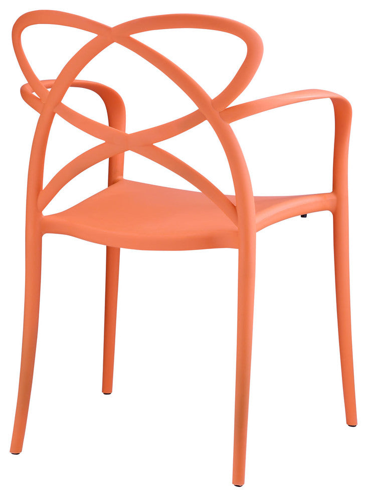 Modern Contemporary Dining Armchair, Orange Plastic