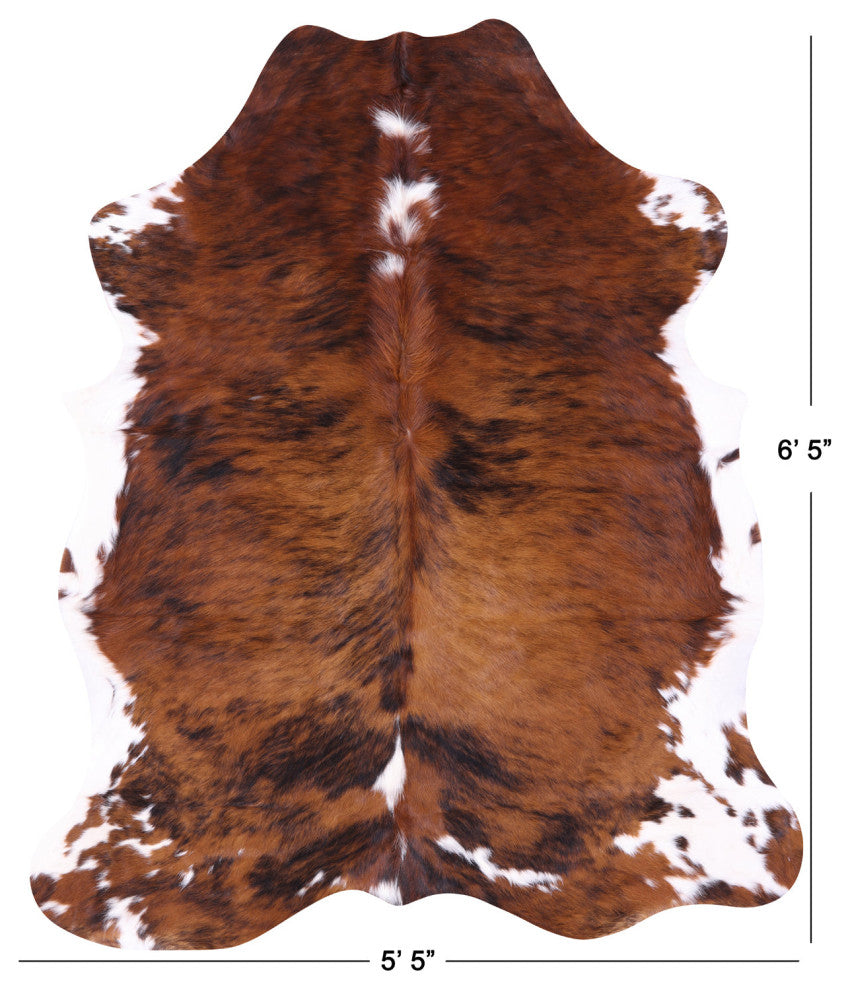 6' 5" X 5' 5" Brindle Natural Cowhide Rug C1912
