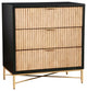 Benzara BM269165 Accent Chest With 3 Corrugated Drawers and Metal Base, Black