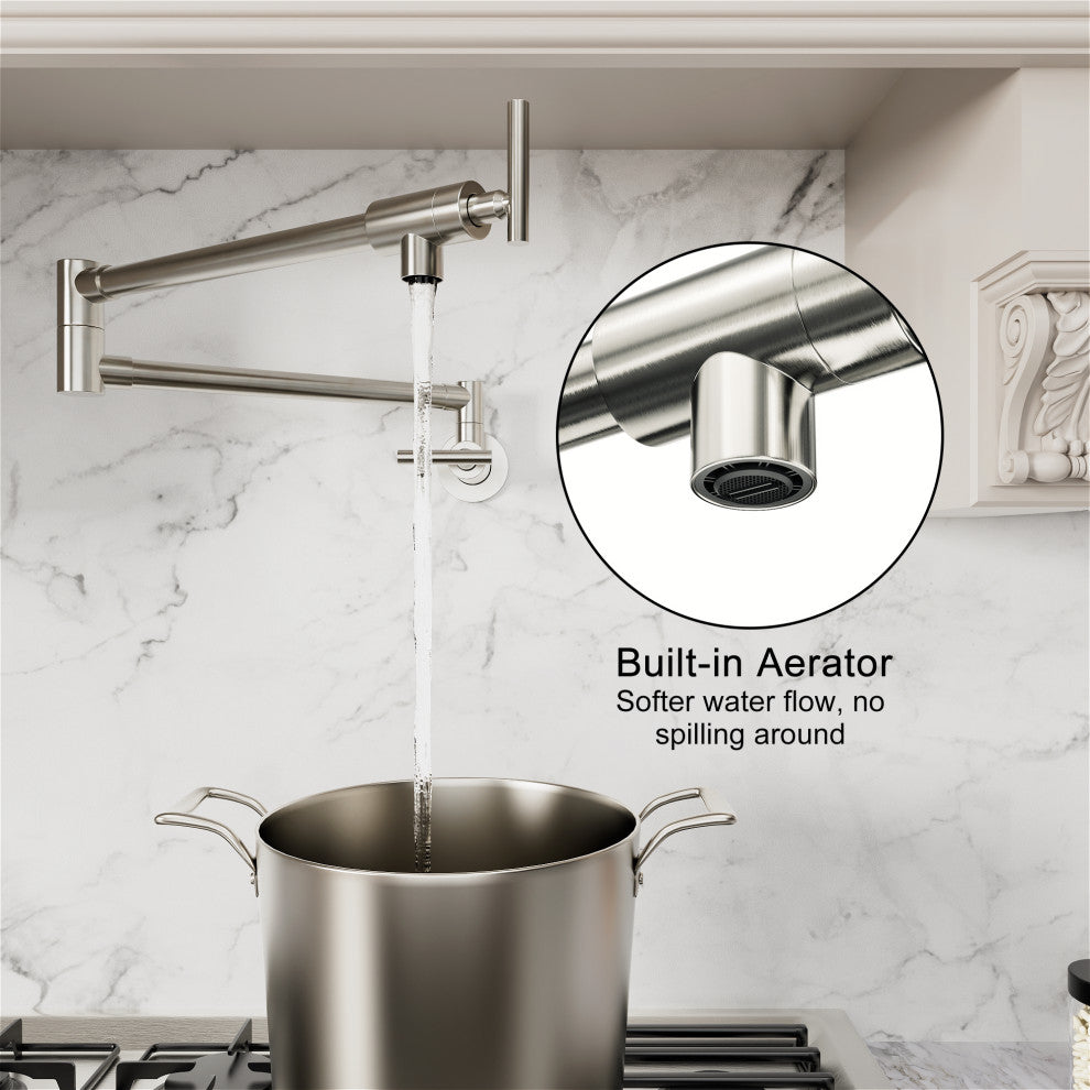 Givingtree Wall-Mount Brushed Nickel Pot Filler Faucet