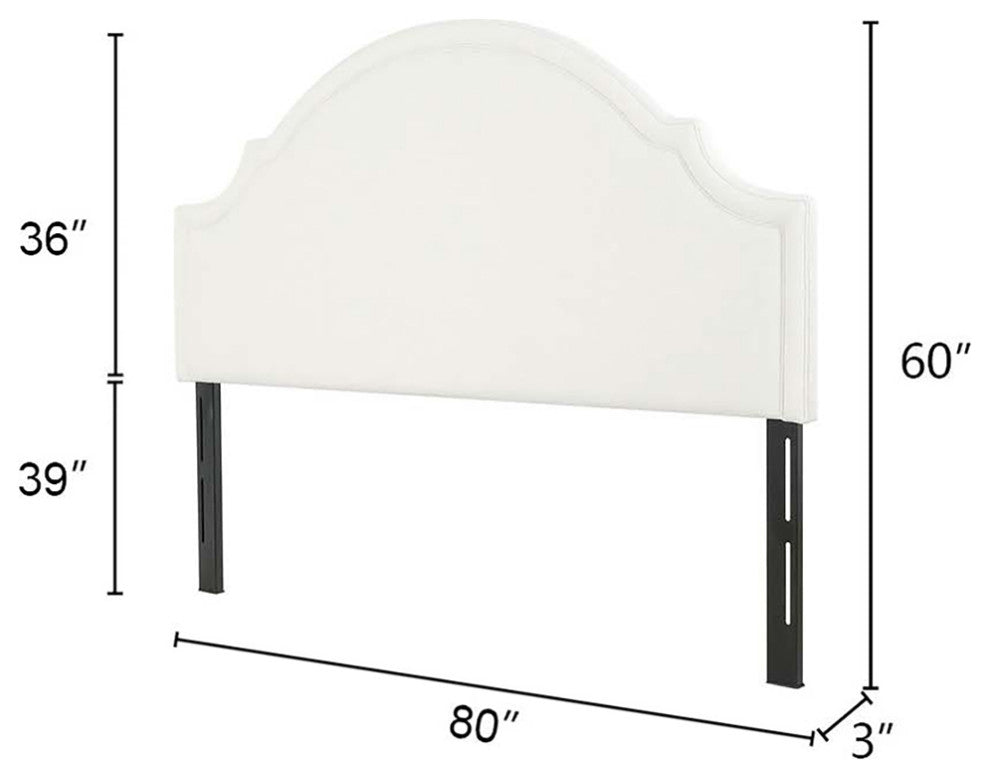 Catherine Arched Upholstered Camelback Headboard, Antique White Polyester, King