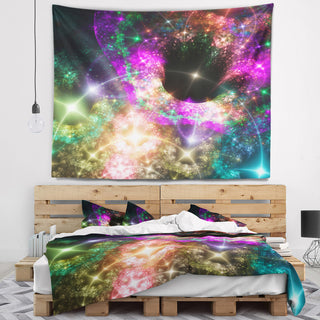 Pink Cosmic Black Hole Abstract Wall Tapestry, 80"x68"