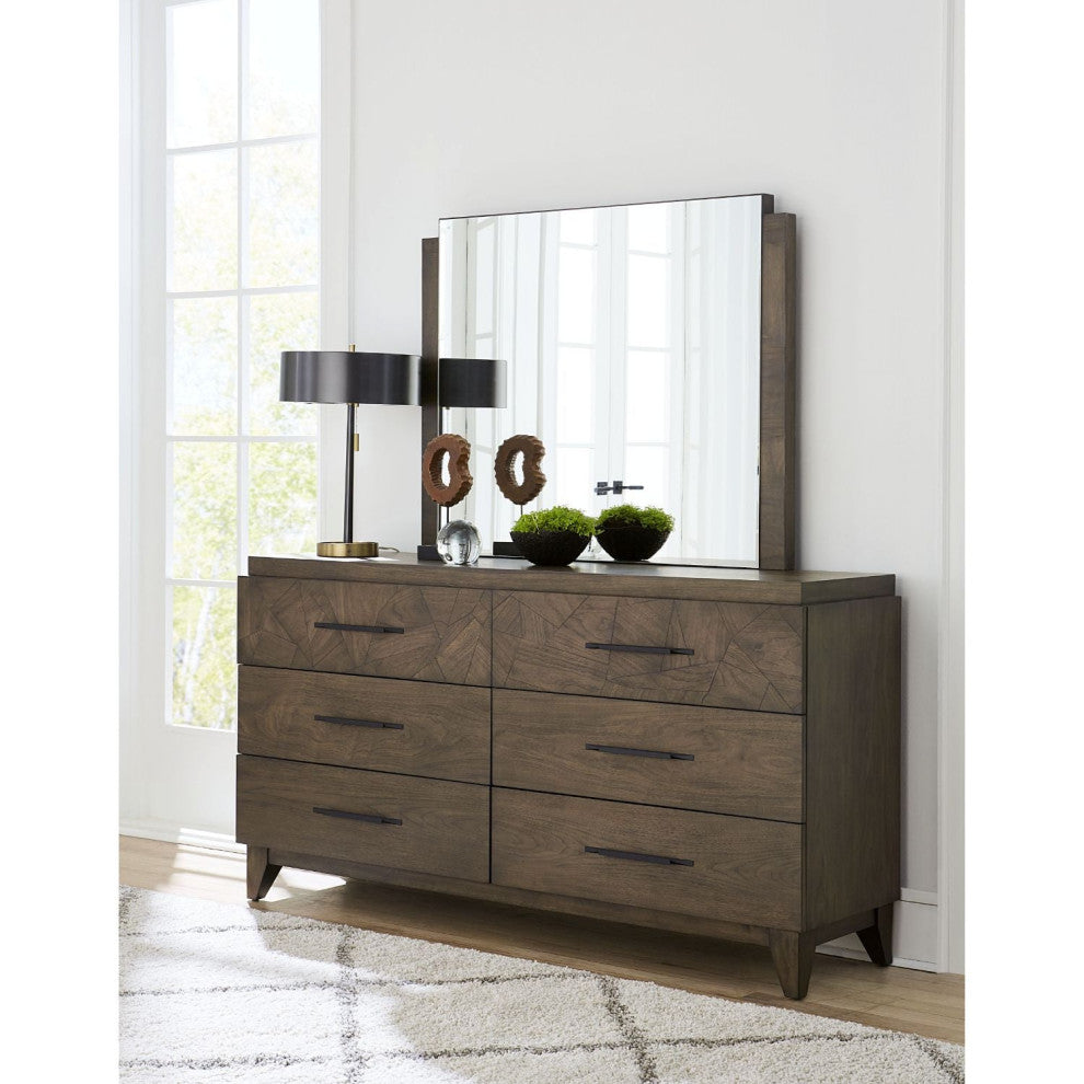Modus Broderick 5pc King Panel Bed Set W 2 Nightstand in Wild Oats