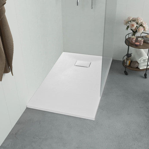 vidaXL Shower Base Tray SMC White 39.4"x27.6" Bathroom Base Shower Receptor