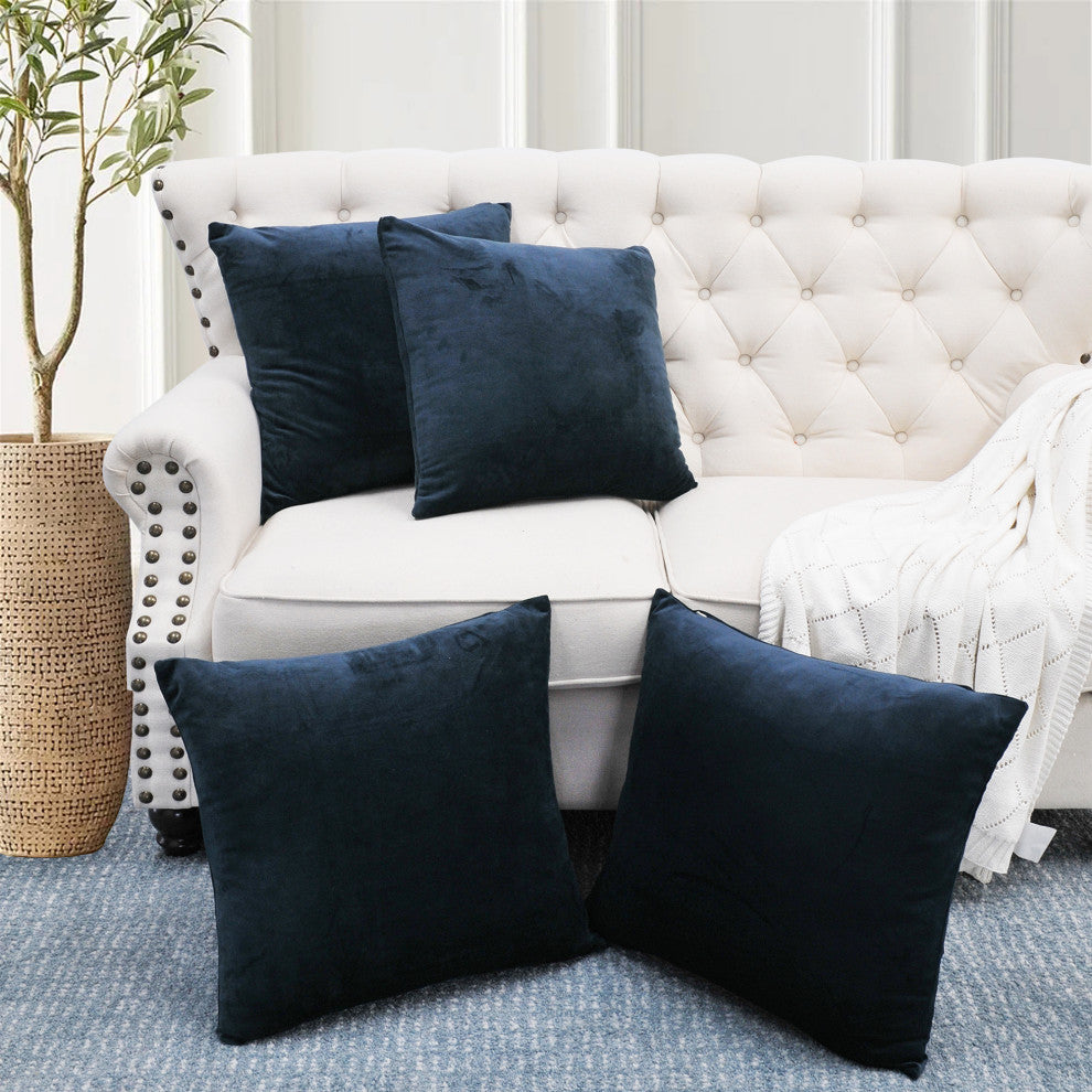 Supersoft Throw Pillow Cover 4 Piece Set, Navy Blazer