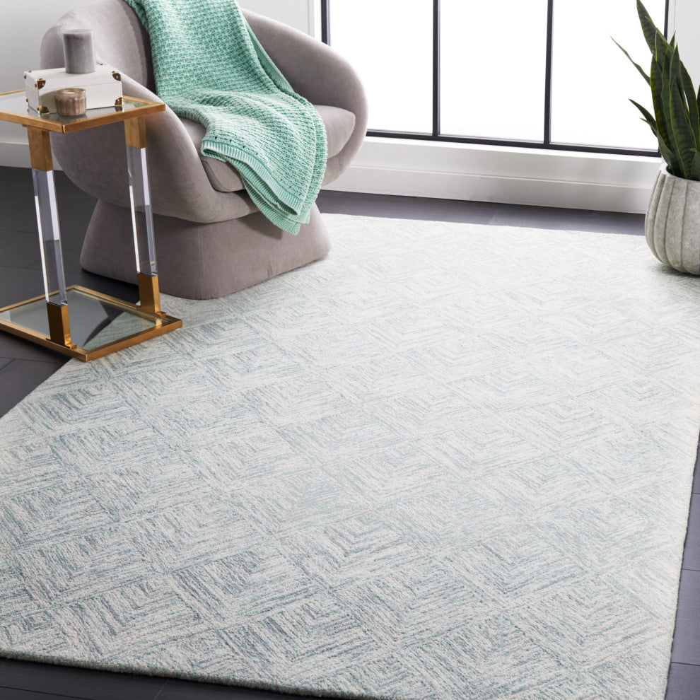 Safavieh Couture Abstract Collection, ABT428 Rug, Grey/Turquoise, 8'x10'