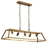 VidaLite Shura Cage, 5 Light Pendant, Brushed Brass