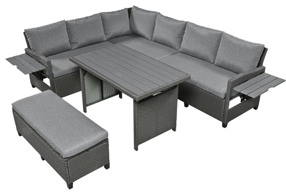 5-Piece Outdoor Wicker Patio Sofa Set, Grey