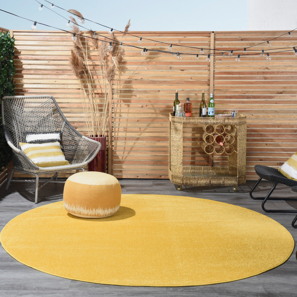 Nourison Essentials 8' x Round Yellow Outdoor Area Rug